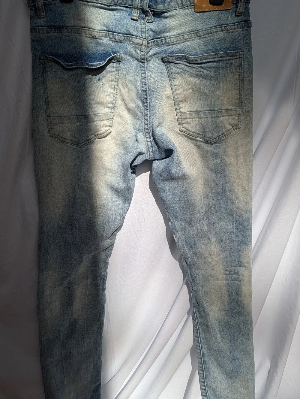 Men's Skinny Distressed Light Blue Ripped Jeans